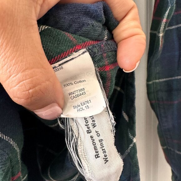 Madewell Womens Green & Navy Plaid Button-Up Flannel Ex-Boyfriend Shirt Size S - Picture 8 of 11